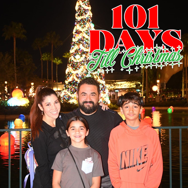 Family Christmas photo at Disney's Hollywood Studios Jingle Bell Jingle Bam